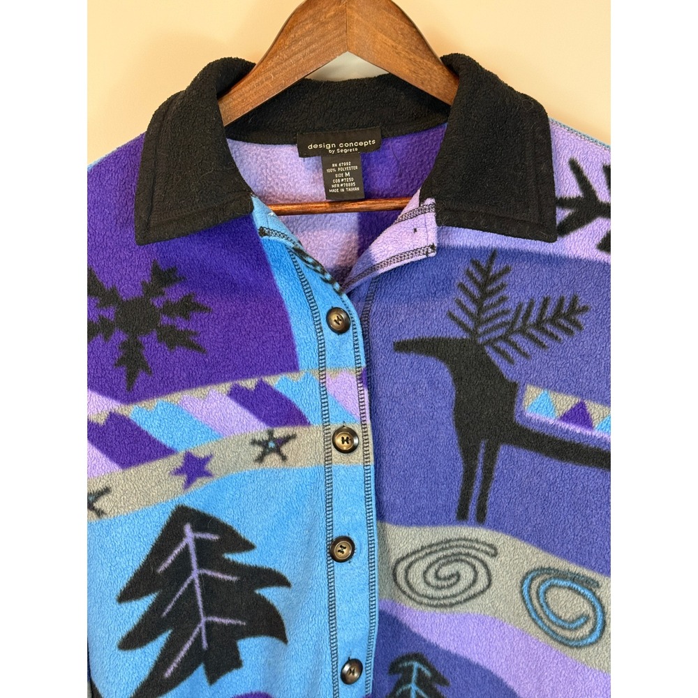 Sigrid Olsen Purple Blue North Woods Fleece Jacket Size Medium Woodland - Picture 6 of 9